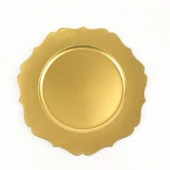6 Round 13" Metallic Acrylic Charger Plates With Scallop Rim Design