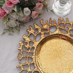 6 Round 13" Lace Pattern Decorative Plastic Charger Plates - Gold 25 6 Round 13" Lace Pattern Decorative Plastic Charger Plates - Gold -Optimal Home Decoration 6 round 13 molten branch acrylic charger plates gold chrg plst0033 gold 30930756665407