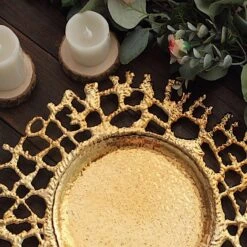 6 Round 13" Lace Pattern Decorative Plastic Charger Plates - Gold 26 6 Round 13" Lace Pattern Decorative Plastic Charger Plates - Gold -Optimal Home Decoration 6 round 13 molten branch acrylic charger plates gold chrg plst0033 gold 30930756763711