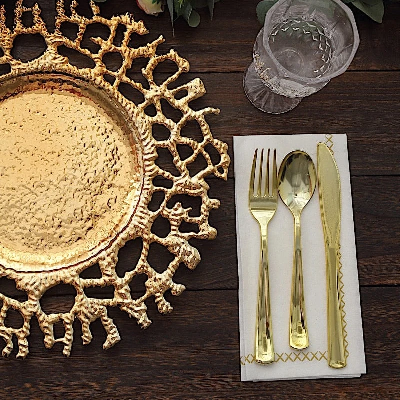 6 Round 13" Lace Pattern Decorative Plastic Charger Plates - Gold 15 6 Round 13" Lace Pattern Decorative Plastic Charger Plates - Gold - Image 13