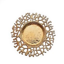 6 Round 13" Lace Pattern Decorative Plastic Charger Plates - Gold