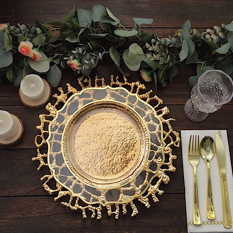 6 Round 13" Lace Pattern Decorative Plastic Charger Plates - Gold 12 6 Round 13" Lace Pattern Decorative Plastic Charger Plates - Gold - Image 10