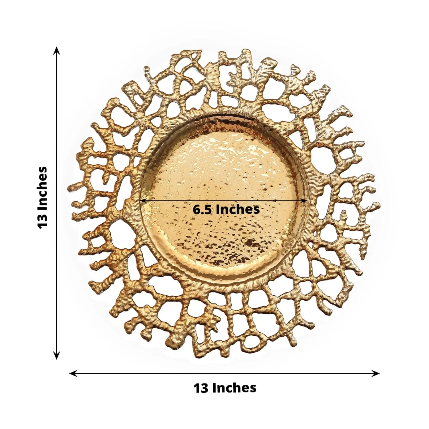 6 Round 13" Lace Pattern Decorative Plastic Charger Plates - Gold 4 6 Round 13" Lace Pattern Decorative Plastic Charger Plates - Gold - Image 2