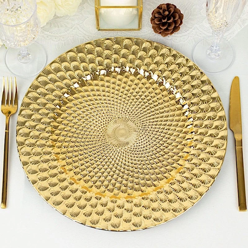 6 Round 13" Peacock Pattern Plastic Charger Plates Serving Trays 9 6 Round 13" Peacock Pattern Plastic Charger Plates Serving Trays - Image 7