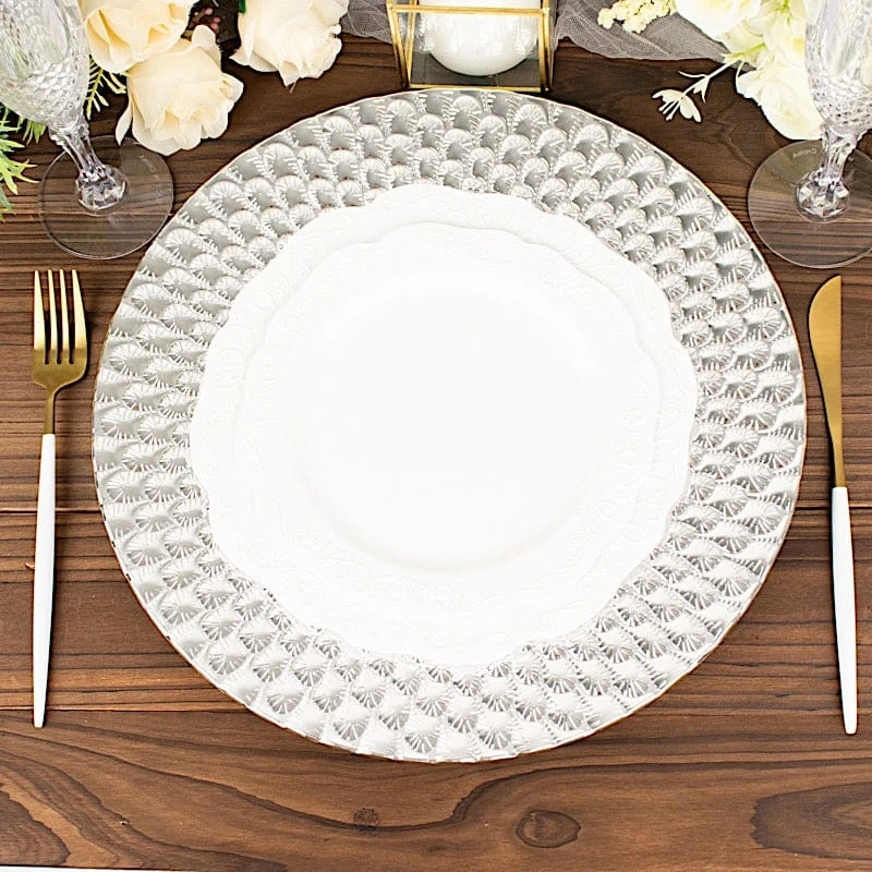 6 Round 13" Peacock Pattern Plastic Charger Plates Serving Trays 19 6 Round 13" Peacock Pattern Plastic Charger Plates Serving Trays - Image 17