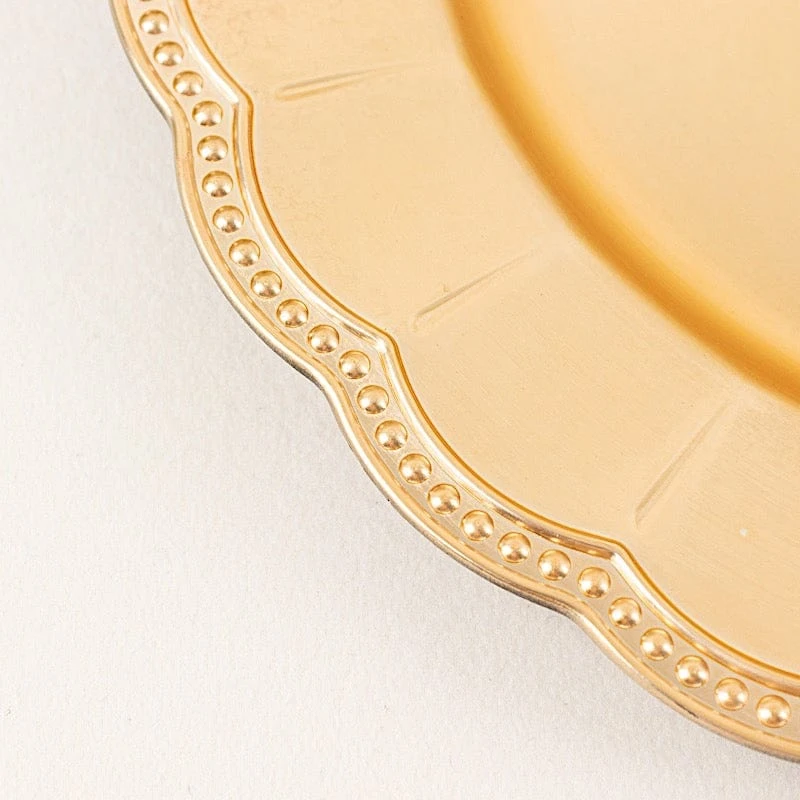 6 Round 13" Plastic Charger Plates With Beaded Sunflower Rim - Metallic Gold 15 6 Round 13" Plastic Charger Plates With Beaded Sunflower Rim - Metallic Gold - Image 13
