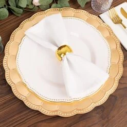 6 Round 13" Plastic Charger Plates With Beaded Sunflower Rim - Metallic Gold 19 6 Round 13" Plastic Charger Plates With Beaded Sunflower Rim - Metallic Gold -Optimal Home Decoration 6 round 13 plastic charger plates with beaded sunflower rim metallic gold chrg plst0036 gold 30944164970559
