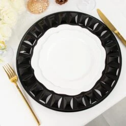 6 Round 13" Plastic Charger Plates With Bejeweled Rim Design -Optimal Home Decoration 6 round 13 plastic charger plates with bejeweled rim design 30545812815935