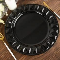 6 Round 13" Plastic Charger Plates With Bejeweled Rim Design -Optimal Home Decoration 6 round 13 plastic charger plates with bejeweled rim design 30545812947007