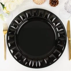 6 Round 13" Plastic Charger Plates With Bejeweled Rim Design -Optimal Home Decoration 6 round 13 plastic charger plates with bejeweled rim design 30545813045311