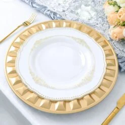 6 Round 13" Plastic Charger Plates With Bejeweled Rim Design -Optimal Home Decoration 6 round 13 plastic charger plates with bejeweled rim design 30545816027199