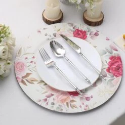 6 Round 13" Rose Floral Print Plastic Charger Plates - Assorted 19 6 Round 13" Rose Floral Print Plastic Charger Plates - Assorted -Optimal Home Decoration 6 round 13 rose floral print plastic charger plates assorted chrg plst0012 whtpk 30771585450047