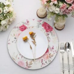 6 Round 13" Rose Floral Print Plastic Charger Plates - Assorted 16 6 Round 13" Rose Floral Print Plastic Charger Plates - Assorted -Optimal Home Decoration 6 round 13 rose floral print plastic charger plates assorted chrg plst0012 whtpk 30771585482815