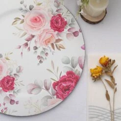 6 Round 13" Rose Floral Print Plastic Charger Plates - Assorted 13 6 Round 13" Rose Floral Print Plastic Charger Plates - Assorted -Optimal Home Decoration 6 round 13 rose floral print plastic charger plates assorted chrg plst0012 whtpk 30771585581119