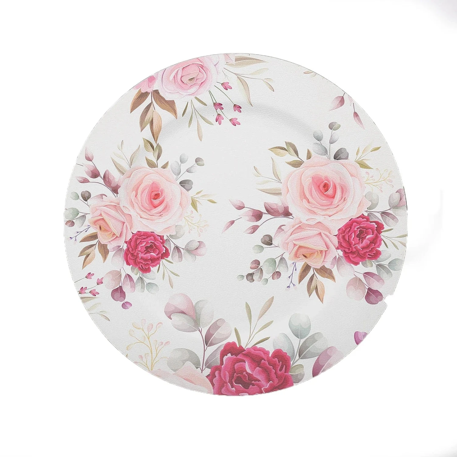 6 Round 13" Rose Floral Print Plastic Charger Plates - Assorted 3 6 Round 13" Rose Floral Print Plastic Charger Plates - Assorted