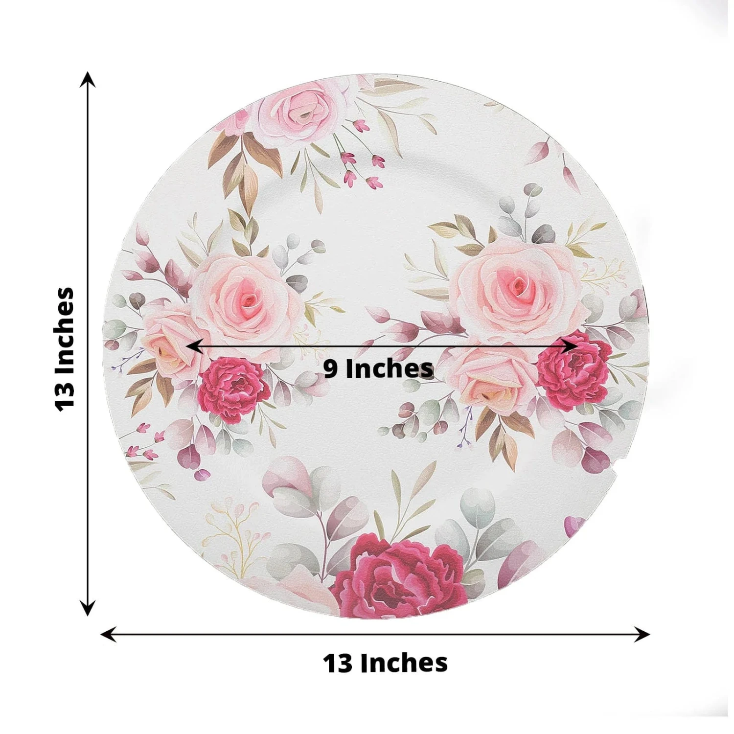 6 Round 13" Rose Floral Print Plastic Charger Plates - Assorted 4 6 Round 13" Rose Floral Print Plastic Charger Plates - Assorted - Image 2