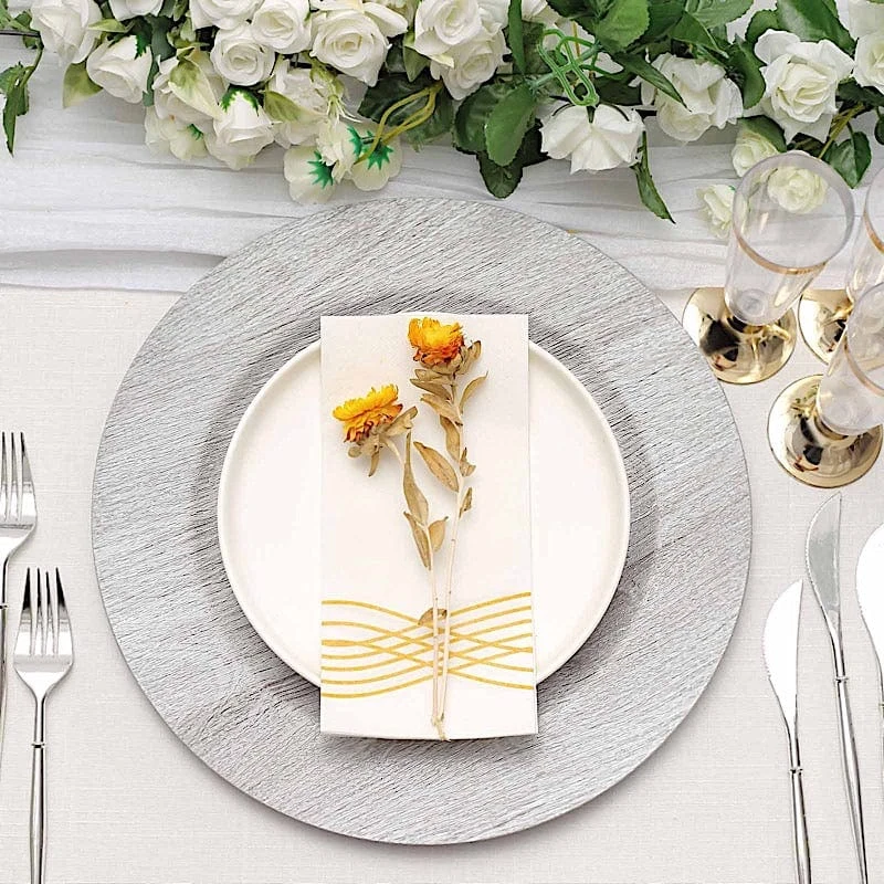 6 Round 13" Rustic Faux Wood Plastic Charger Plates 16 6 Round 13" Rustic Faux Wood Plastic Charger Plates - Image 14