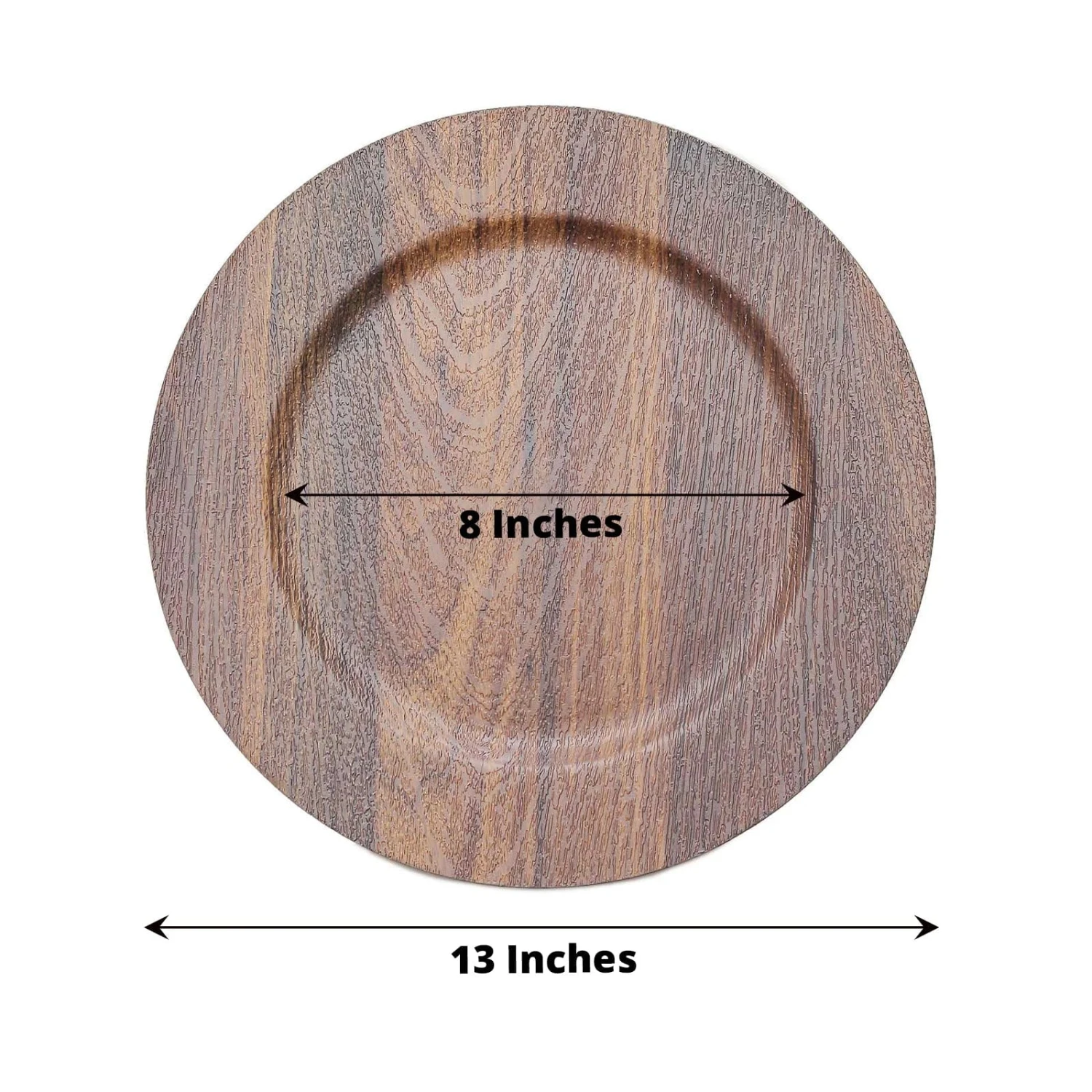 6 Round 13" Rustic Faux Wood Plastic Charger Plates 4 6 Round 13" Rustic Faux Wood Plastic Charger Plates - Image 2