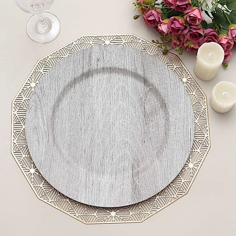6 Round 13" Rustic Faux Wood Plastic Charger Plates 17 6 Round 13" Rustic Faux Wood Plastic Charger Plates - Image 15