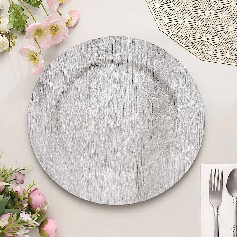 6 Round 13" Rustic Faux Wood Plastic Charger Plates 15 6 Round 13" Rustic Faux Wood Plastic Charger Plates - Image 13