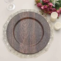 6 Round 13" Rustic Faux Wood Plastic Charger Plates 27 6 Round 13" Rustic Faux Wood Plastic Charger Plates -Optimal Home Decoration 6 round 13 rustic faux wood plastic charger plates 30495446106175