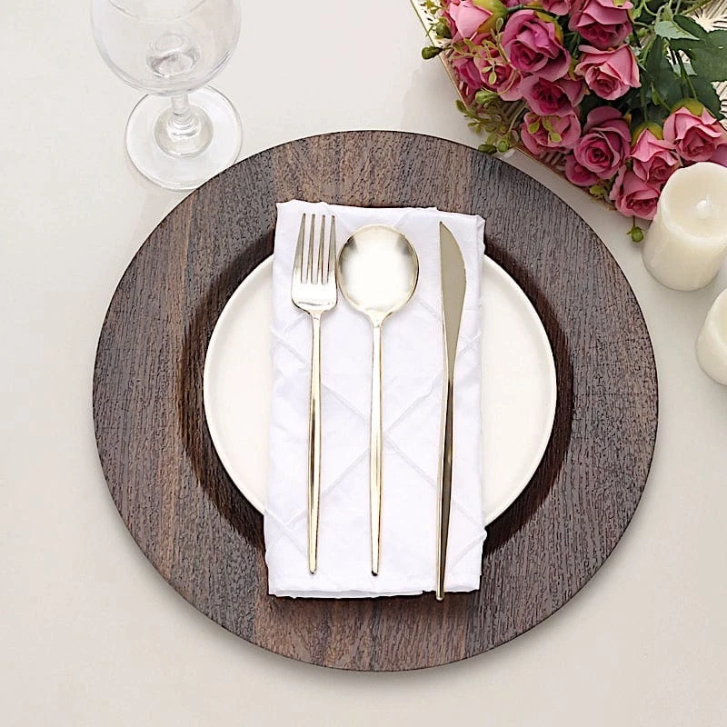 6 Round 13" Rustic Faux Wood Plastic Charger Plates 10 6 Round 13" Rustic Faux Wood Plastic Charger Plates - Image 8