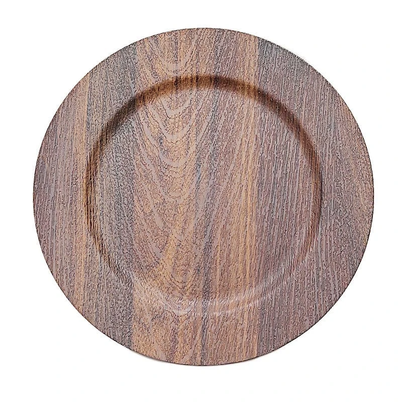 6 Round 13" Rustic Faux Wood Plastic Charger Plates 3 6 Round 13" Rustic Faux Wood Plastic Charger Plates