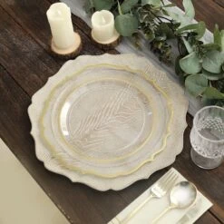 6 Round 13" Rustic Wooden Acrylic Charger Plates With Scallop Rim Design -Optimal Home Decoration 6 round 13 rustic wooden acrylic charger plates with scallop rim design 30202710163519