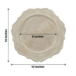 6 Round 13" Rustic Wooden Acrylic Charger Plates With Scallop Rim Design -Optimal Home Decoration 6 round 13 rustic wooden acrylic charger plates with scallop rim design 30202710196287