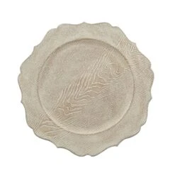 6 Round 13" Rustic Wooden Acrylic Charger Plates With Scallop Rim Design -Optimal Home Decoration 6 round 13 rustic wooden acrylic charger plates with scallop rim design 30202710425663