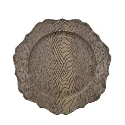 6 Round 13" Rustic Wooden Acrylic Charger Plates With Scallop Rim Design -Optimal Home Decoration 6 round 13 rustic wooden acrylic charger plates with scallop rim design chrg plst0008w nat 30480488300607