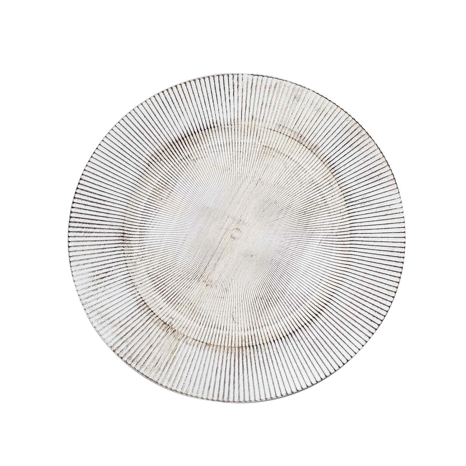 6 Round 13" Rustic Wooden Plastic Charger Plates With Sunray Design - White Washed 3 6 Round 13" Rustic Wooden Plastic Charger Plates With Sunray Design - White Washed