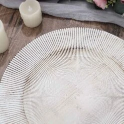 6 Round 13" Rustic Wooden Plastic Charger Plates With Sunray Design - White Washed 12 6 Round 13" Rustic Wooden Plastic Charger Plates With Sunray Design - White Washed -Optimal Home Decoration 6 round 13 rustic wooden plastic charger plates with sunray design white washed chrg plst0014w wht 30444312100927
