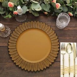 6 Matte 13" Sunflower Design Plastic Round Dinner Charger Plates -Optimal Home Decoration 6 round 13 sunflower plastic dinner charger plates 30881505542207