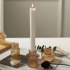 6 Round 3" Mini Ribbed Glass Taper Candle Holders Centerpieces 30 6 Round 3" Mini Ribbed Glass Taper Candle Holders Centerpieces -Optimal Home Decoration 6 round 3 mini ribbed glass taper candle holders centerpieces 30895702376511