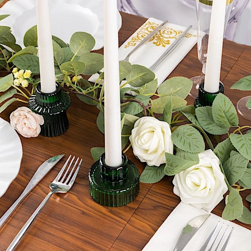 6 Round 3" Mini Ribbed Glass Taper Candle Holders Centerpieces 22 6 Round 3" Mini Ribbed Glass Taper Candle Holders Centerpieces - Image 20