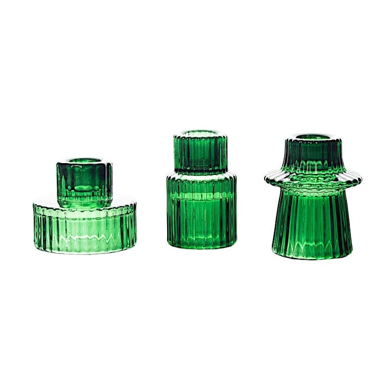 6 Round 3" Mini Ribbed Glass Taper Candle Holders Centerpieces 17 6 Round 3" Mini Ribbed Glass Taper Candle Holders Centerpieces - Image 15