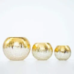 6" Tall Round Crackle Glass Candle Holder Vase - Gold 17 6" Tall Round Crackle Glass Candle Holder Vase - Gold -Optimal Home Decoration 6 tall round crackle glass candle holder vase gold vase a68 8 gold 15423473090623