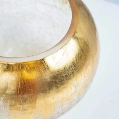 6" Tall Round Crackle Glass Candle Holder Vase - Gold 12 6" Tall Round Crackle Glass Candle Holder Vase - Gold -Optimal Home Decoration 6 tall round crackle glass candle holder vase gold vase a68 8 gold 15423473614911