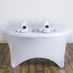 60" Fitted Spandex Round Tablecloth -Optimal Home Decoration 60 fitted spandex round tablecloth tab spx60 wht 28965963071551