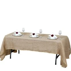 60" X 102" Burlap Rectangular Tablecloth - Natural