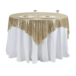60" X 60" Sequined Table Overlay -Optimal Home Decoration 60 x 60 sequined table overlay lay60 02 chmp 28945244389439