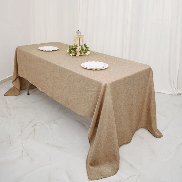 60"x102" Rectangular Faux Burlap Tablecloth - Natural 8 60"x102" Rectangular Faux Burlap Tablecloth - Natural - Image 6