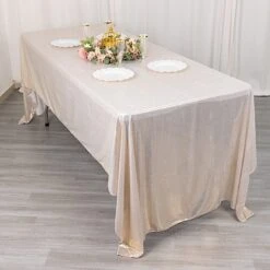 60"x126" Polyester Rectangular Tablecloth With Sequin Dots -Optimal Home Decoration 60 x126 polyester rectangular tablecloth with sequin dots 31009320960063
