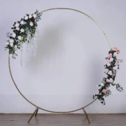 7.5 Ft Round Metal Wreath Wedding Arch Backdrop Stand - Gold 14 7.5 Ft Round Metal Wreath Wedding Arch Backdrop Stand - Gold -Optimal Home Decoration 7 5 ft round metal wreath wedding arch backdrop stand gold bkdp stndcir1 gold 13852299231295