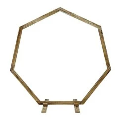 7 Ft Heptagon Wood Wedding Arch Backdrop Stand - Natural