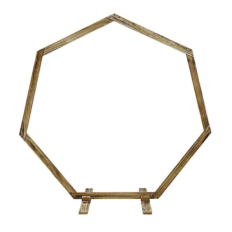 7 Ft Heptagon Wood Wedding Arch Backdrop Stand - Natural 3 7 Ft Heptagon Wood Wedding Arch Backdrop Stand - Natural