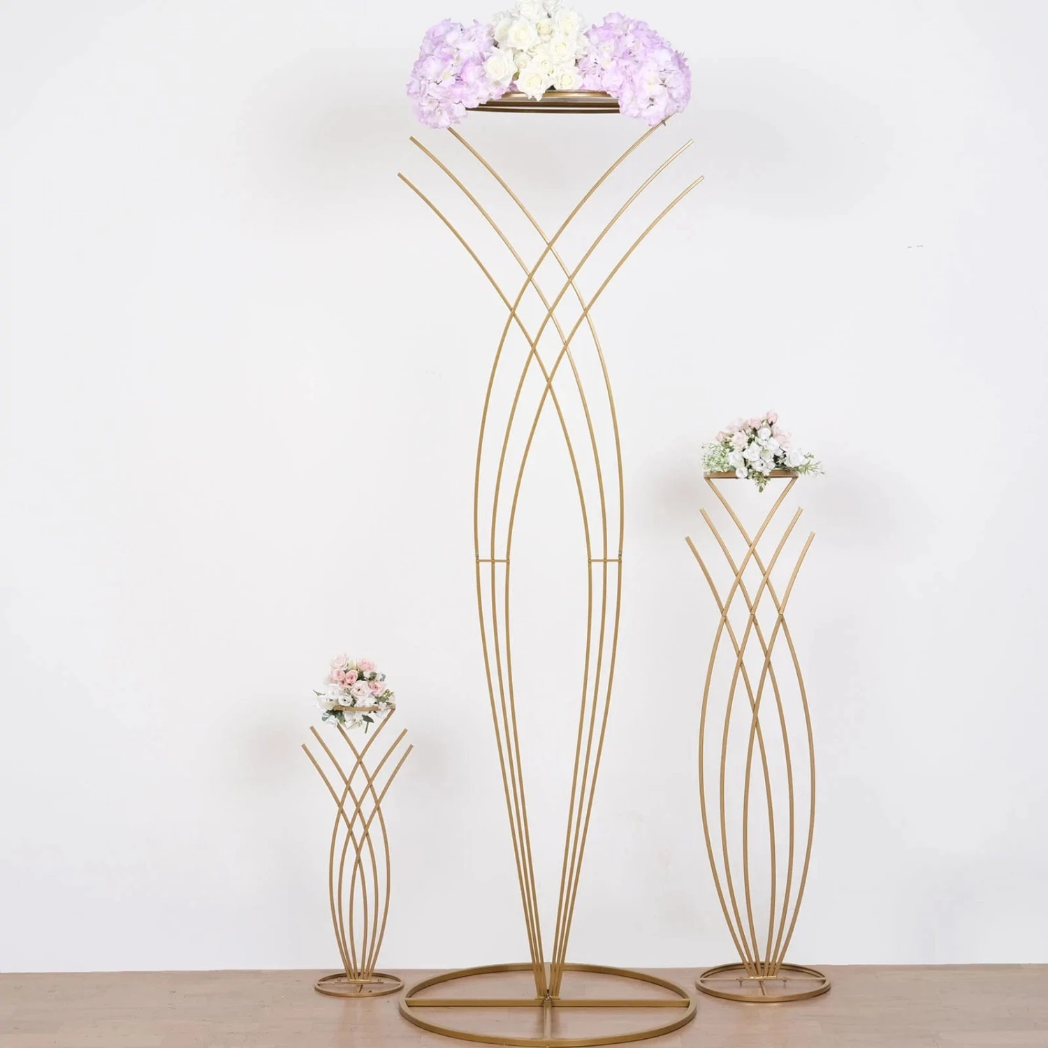 7 Ft Tall Metal Flower Display Stand Mermaid Tail Design Pedestal - Gold 7 7 Ft Tall Metal Flower Display Stand Mermaid Tail Design Pedestal - Gold - Image 5