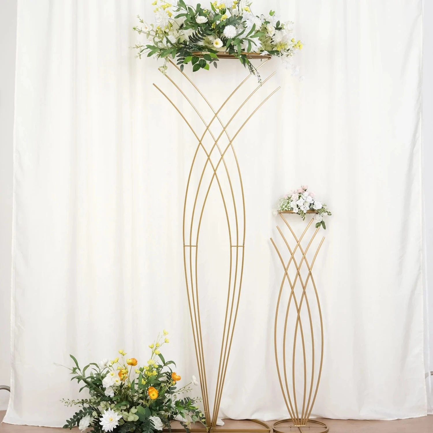 7 Ft Tall Metal Flower Display Stand Mermaid Tail Design Pedestal - Gold 8 7 Ft Tall Metal Flower Display Stand Mermaid Tail Design Pedestal - Gold - Image 6
