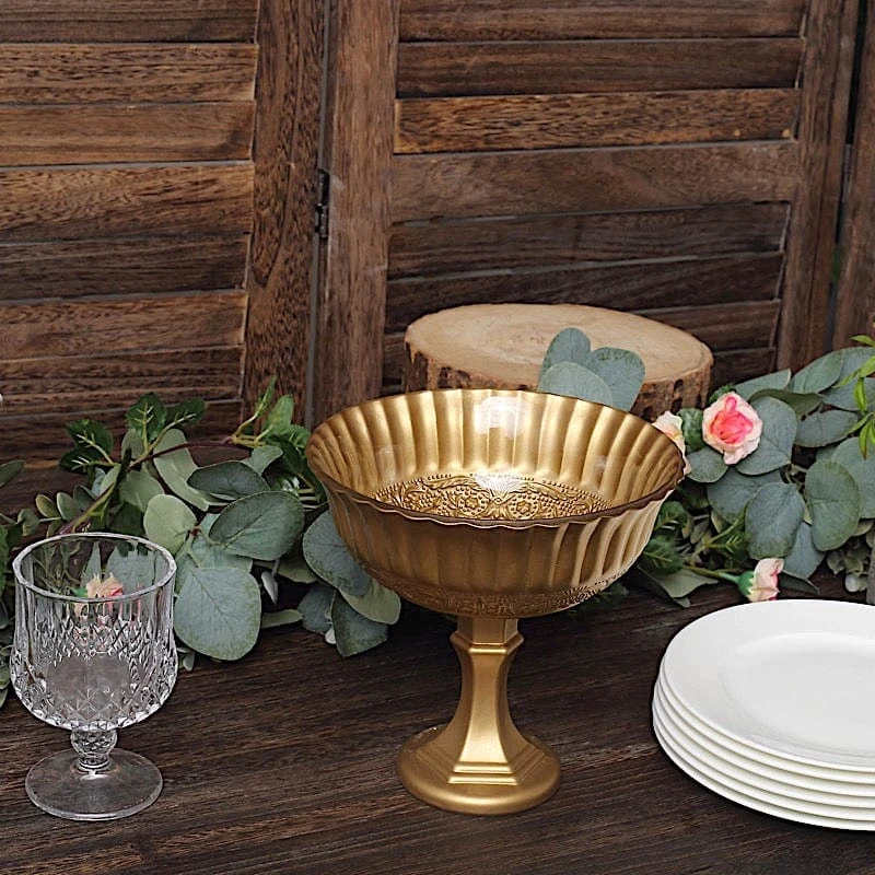 7" Roman Style Metal Compote Vase Flower Bowl Centerpiece - Gold 9 7" Roman Style Metal Compote Vase Flower Bowl Centerpiece - Gold - Image 7